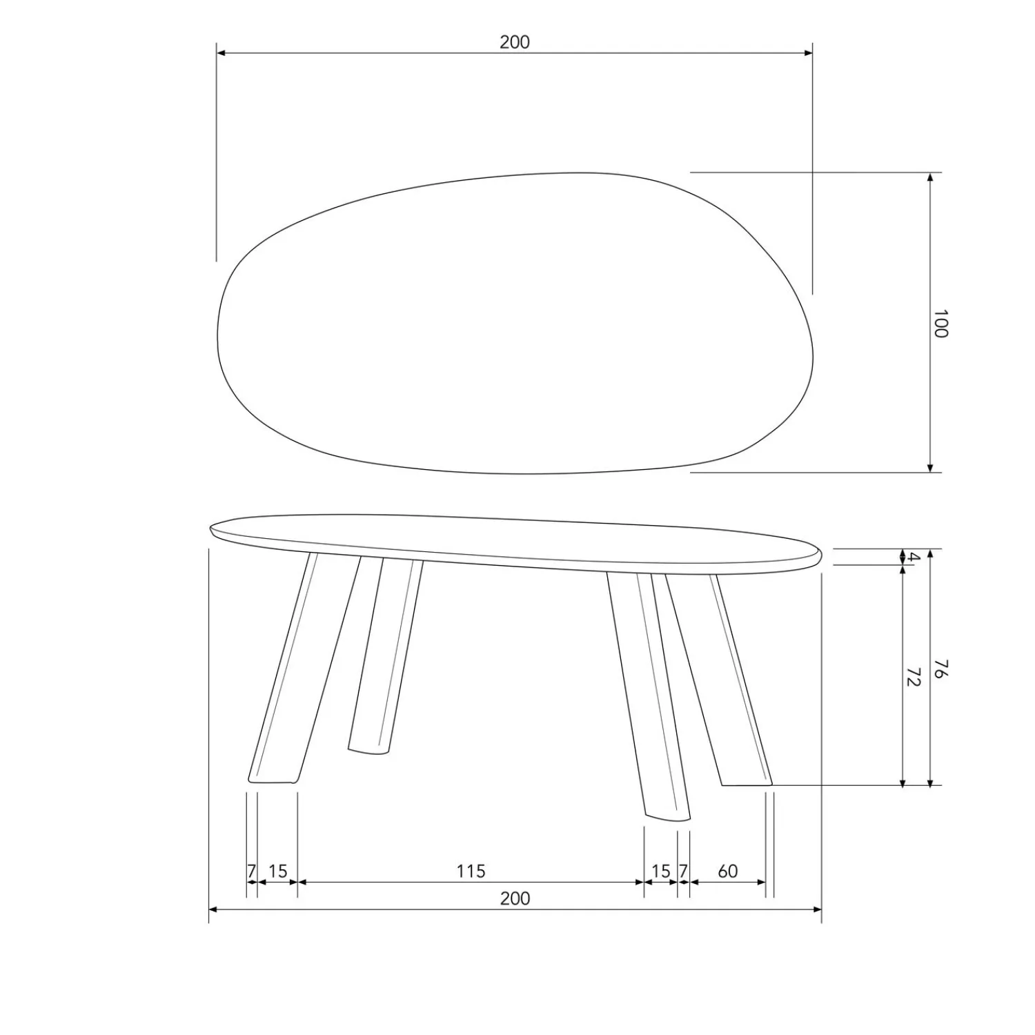 Discount WOOOD Roundly eettafel/bureau mango hout walnoot 200x100