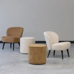 Best WOOOD Sara fauteuil bouclé crème