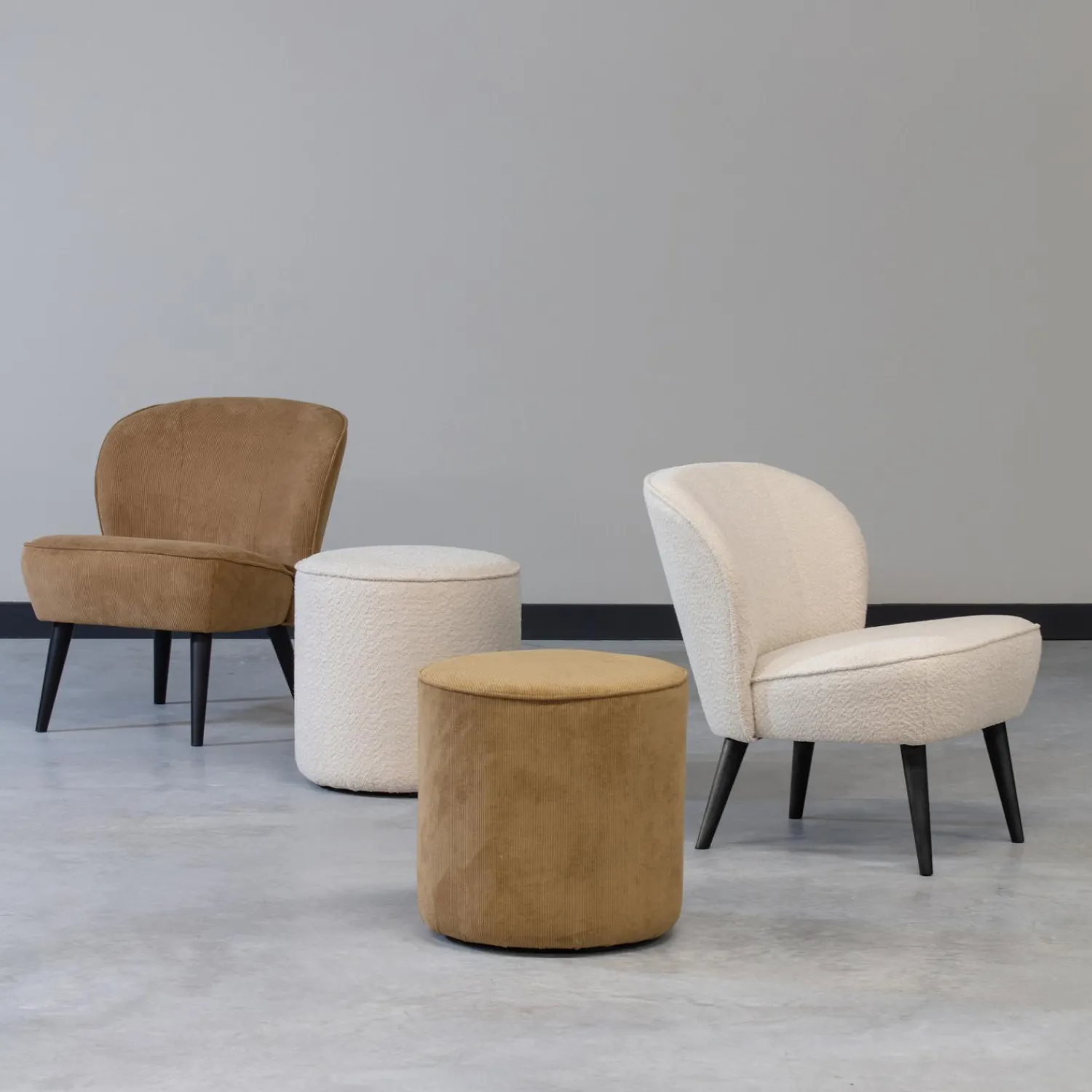 Best WOOOD Sara fauteuil bouclé crème