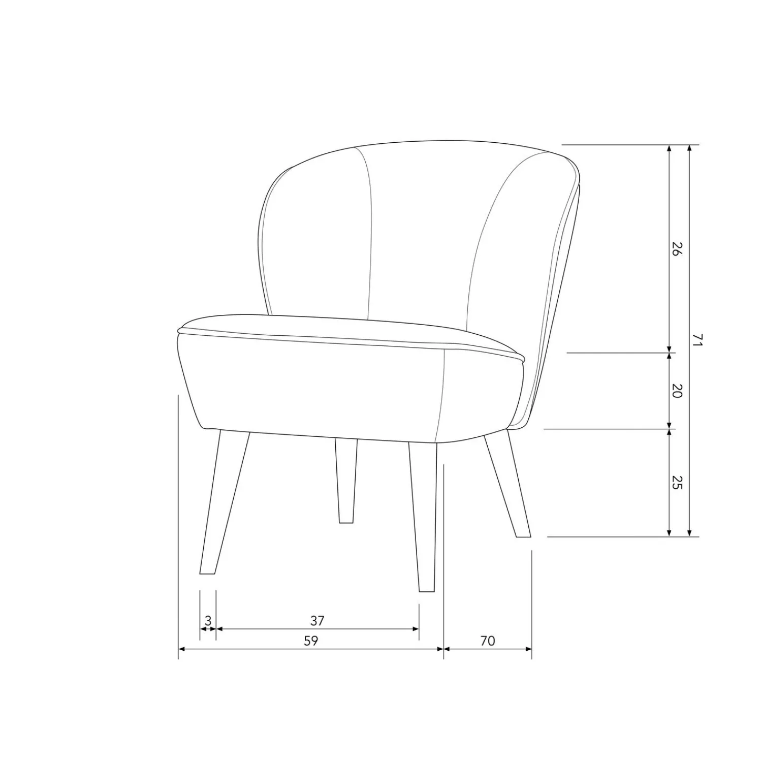 Outlet WOOOD Sara fauteuil velvet Warm lila