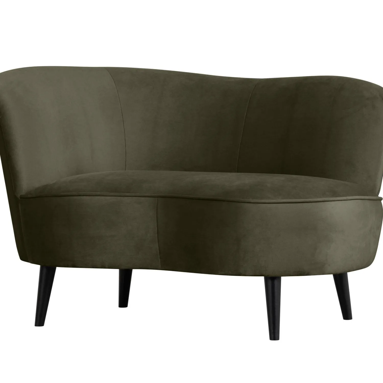 WOOOD Sara lounge fauteuil links velvet Warm groen