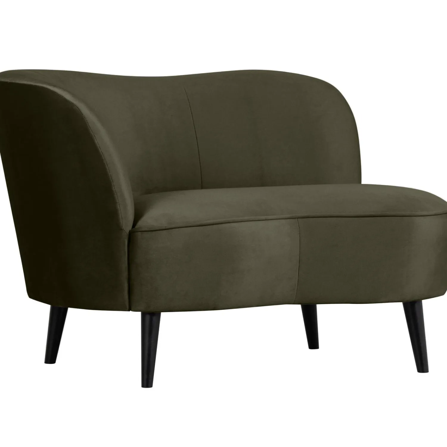 WOOOD Sara lounge fauteuil links velvet Warm groen