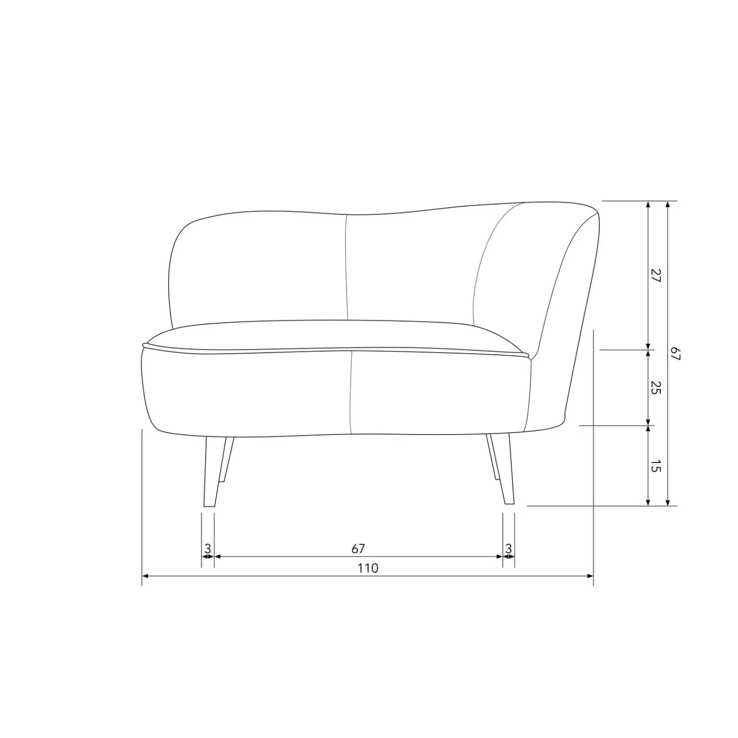 WOOOD Sara lounge fauteuil rechts velvet Oker