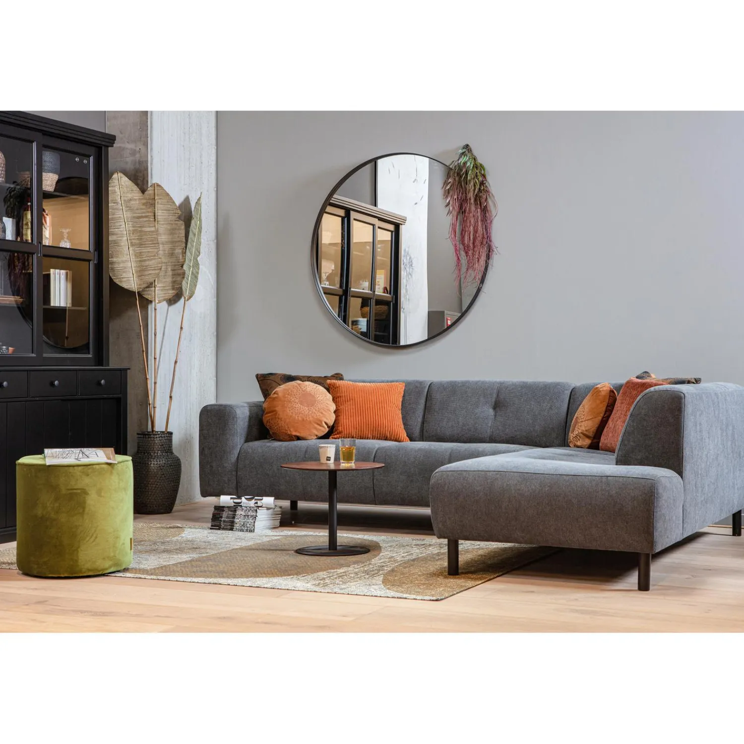 Online WOOOD Sara poef hoog velvet 46xø46 Army