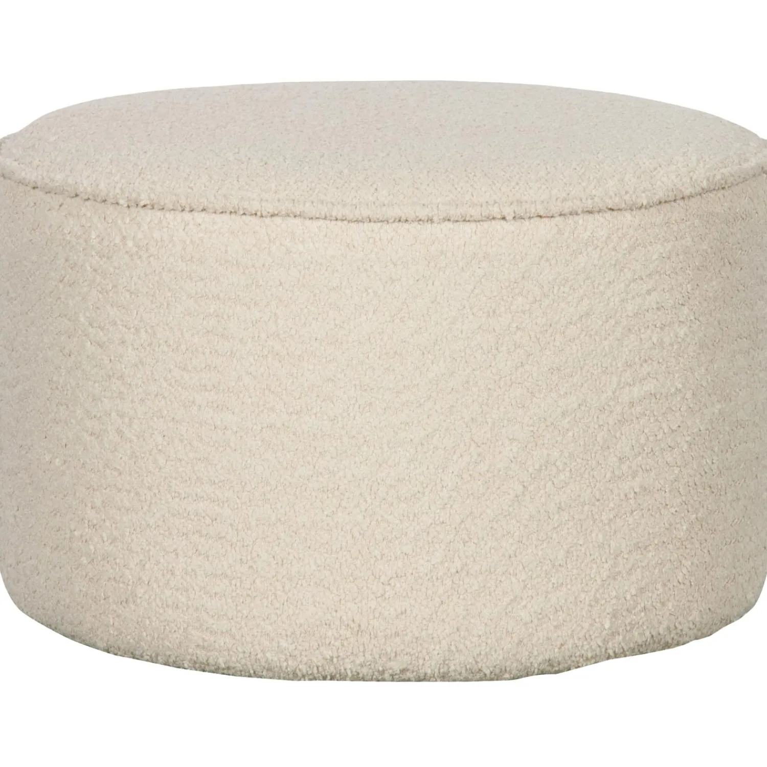 Outlet WOOOD Sara poef laag bouclé crème 36xø60