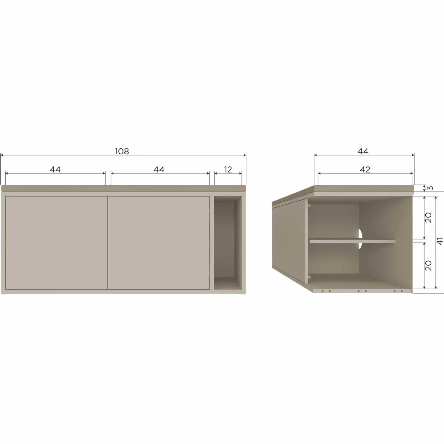WOOOD Settle Down tv meubel/bankje 108 cm met zitkussen Dust