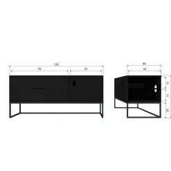 Outlet WOOOD Silas tv meubel 120 cm essen Blacknight