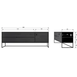 Hot WOOOD Silas tv meubel 180 cm essen Blacknight