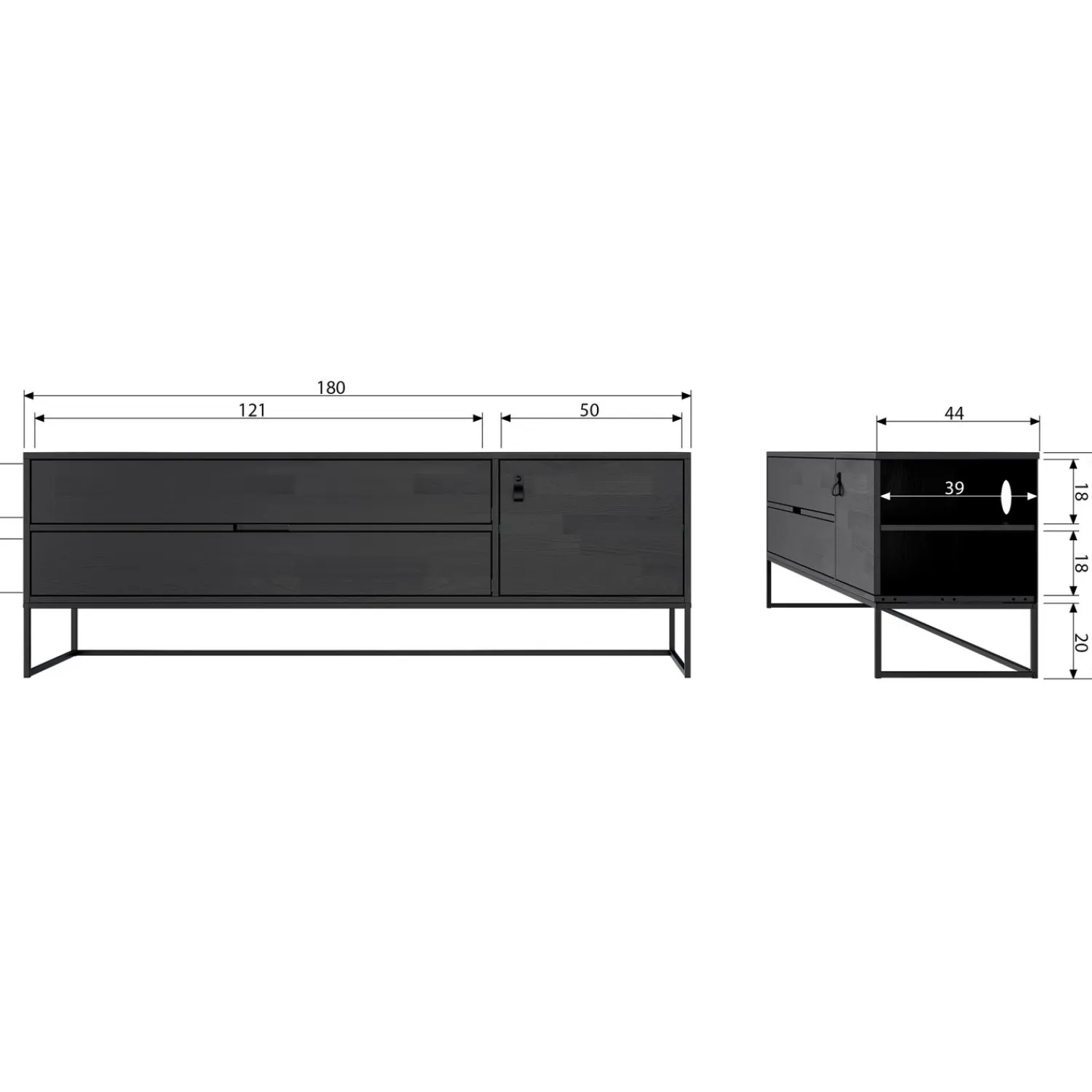 Hot WOOOD Silas tv meubel 180 cm grenen Dust
