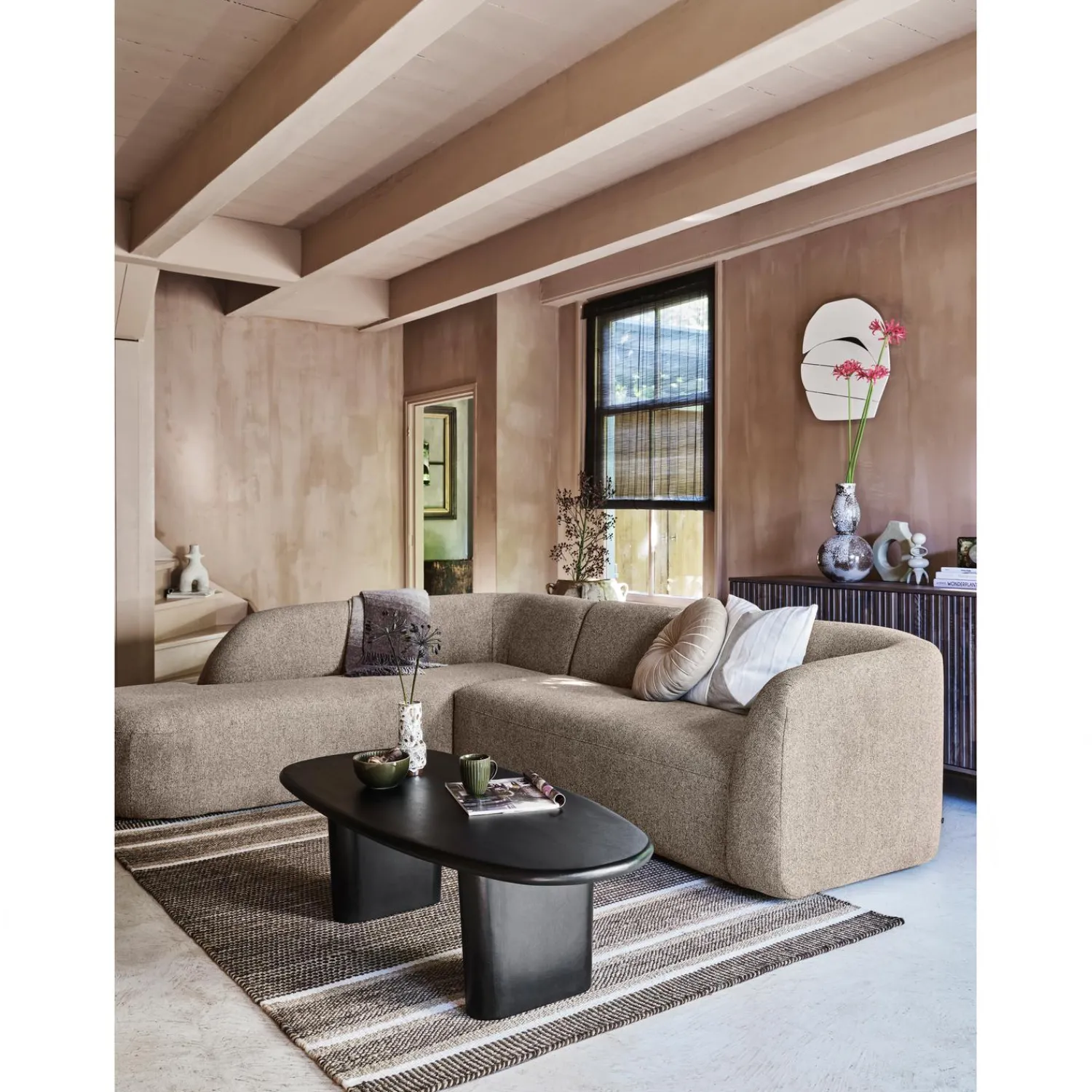 New WOOOD Sloping hoekbank links Naturel melange