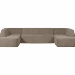 Clearance WOOOD Sloping U-vorm bank Lichtbruin melange