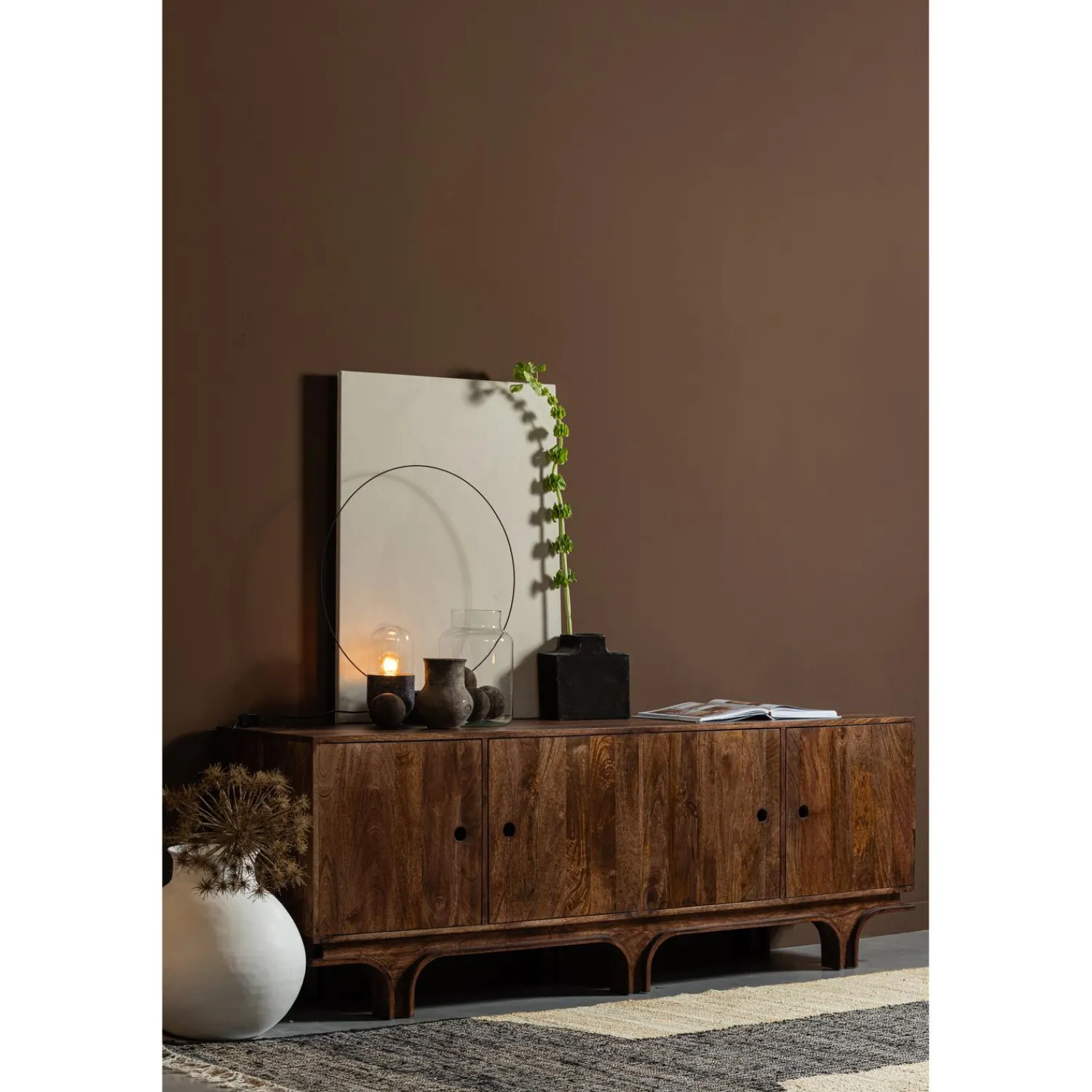 WOOOD Staes dressoir 4-deurs mango hout walnoot