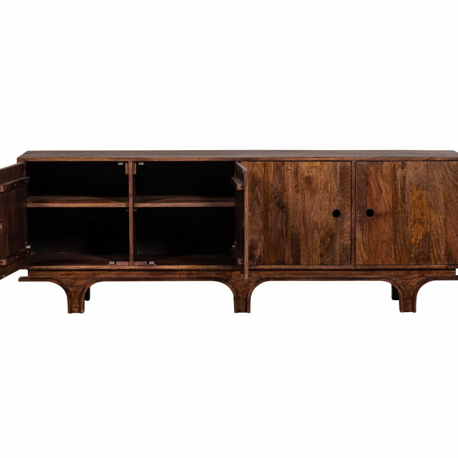 WOOOD Staes dressoir 4-deurs mango hout walnoot