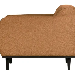 Best WOOOD Statement fauteuil met arm bouclé boter Botergeel