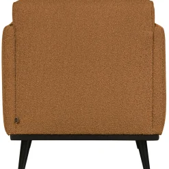 Best WOOOD Statement fauteuil met arm bouclé boter Botergeel