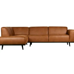 Best WOOOD Statement hoekbank links ecoleer Cognac