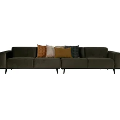 Best WOOOD Statement XL 4-zits bank 372 cm velvet Warm groen