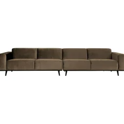 Hot WOOOD Statement XL 4-zits bank 372 cm velvet Taupe