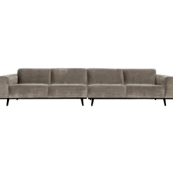 Online WOOOD Statement XL 4-zits bank 372 cm ribstof clay Kleigrijs