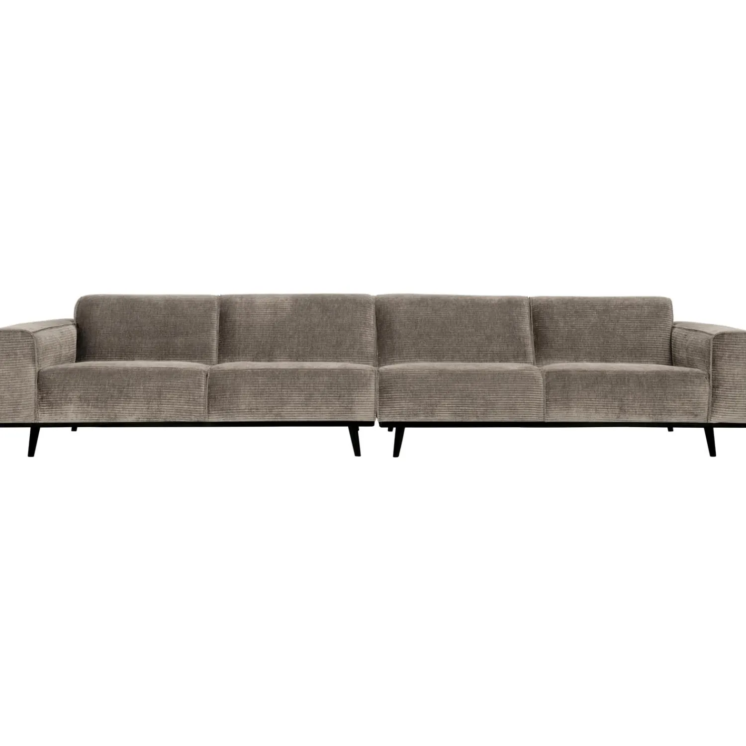 Online WOOOD Statement XL 4-zits bank 372 cm ribstof clay Kleigrijs