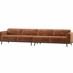 Clearance WOOOD Statement XL 4-zits bank 372 cm chenille velvet Terra
