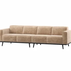 Outlet WOOOD Statement 4-zits bank 280 cm chenille velvet perzik roze Perzikroze