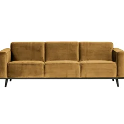 Best WOOOD Statement 3-zits bank 230 cm velvet Honinggeel