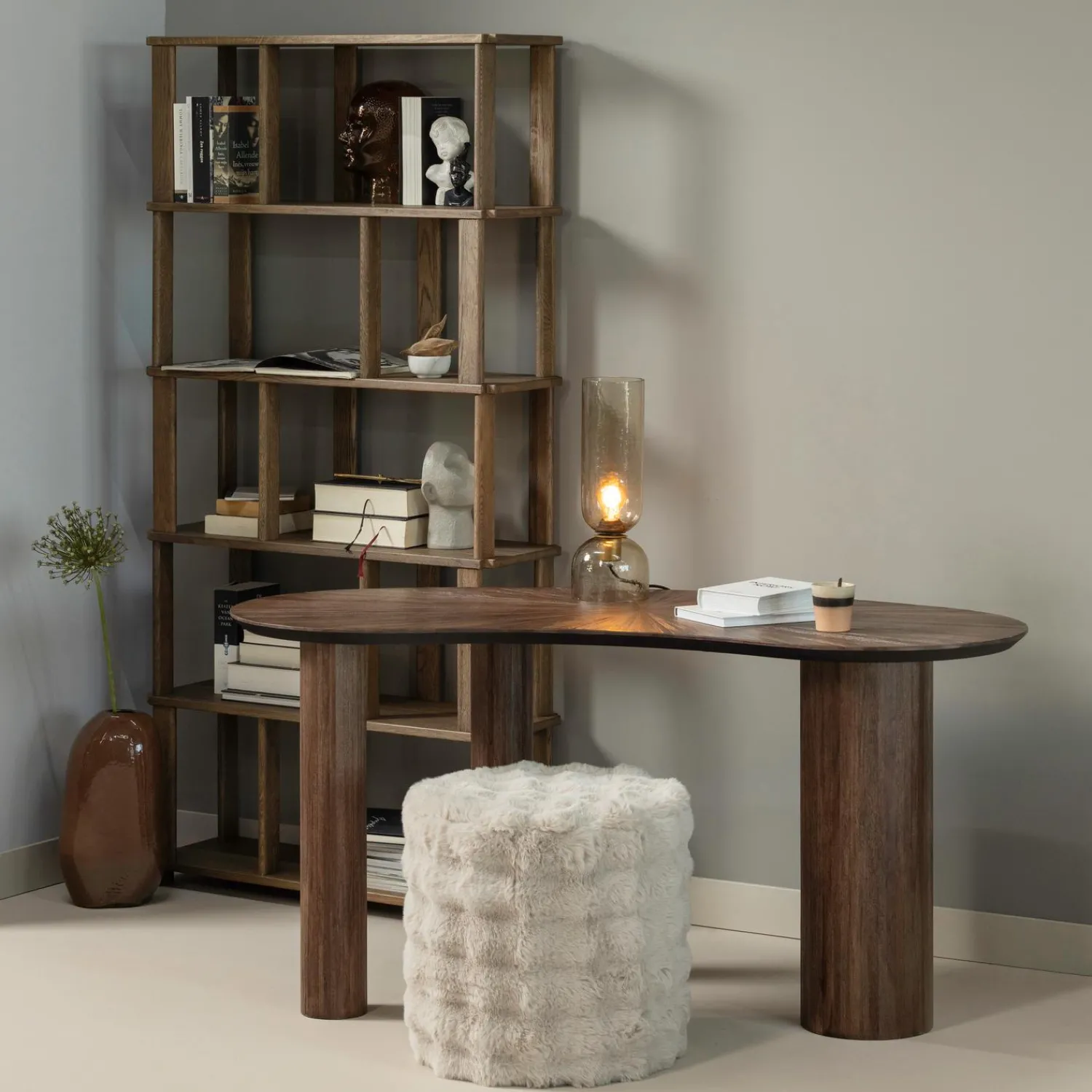 WOOOD Sun organische sidetable/bureau recycled teak bruin