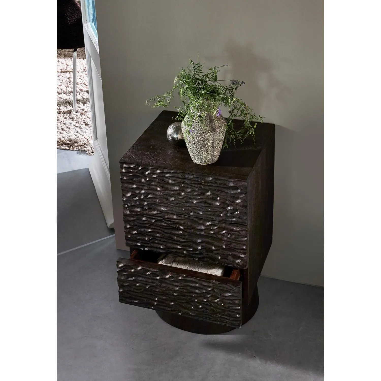 Clearance WOOOD Tabia vaas aluminium donkerbruin