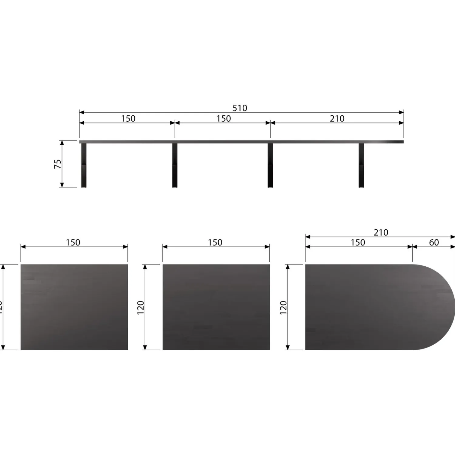 Discount WOOOD Tablo Lungo tussenblad essen blacknight mat