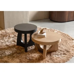 Sale WOOOD Tala bijzettafel mdf fineer zwart 45xø45 cm