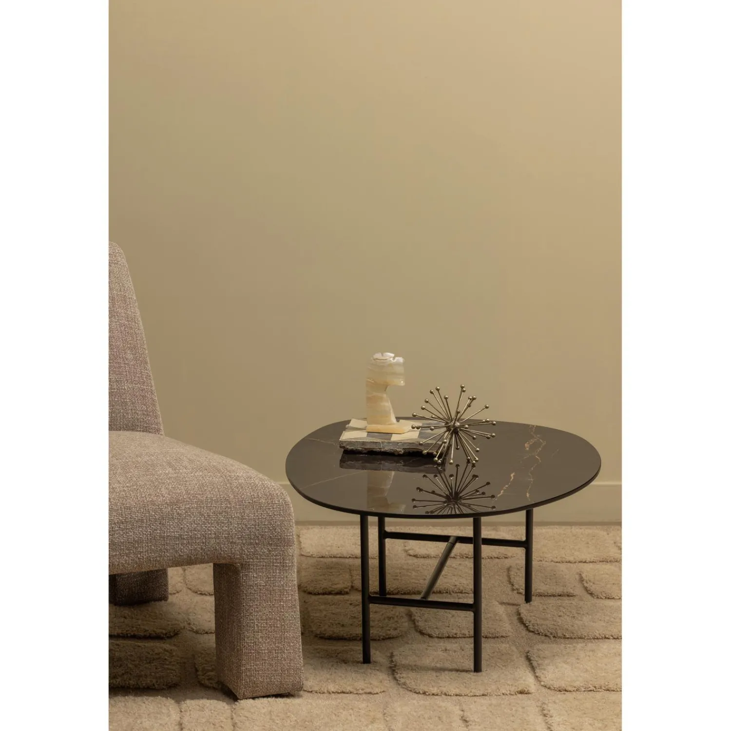 Outlet WOOOD Vajen salontafel met zwart marmeren look blad 80x60 cm