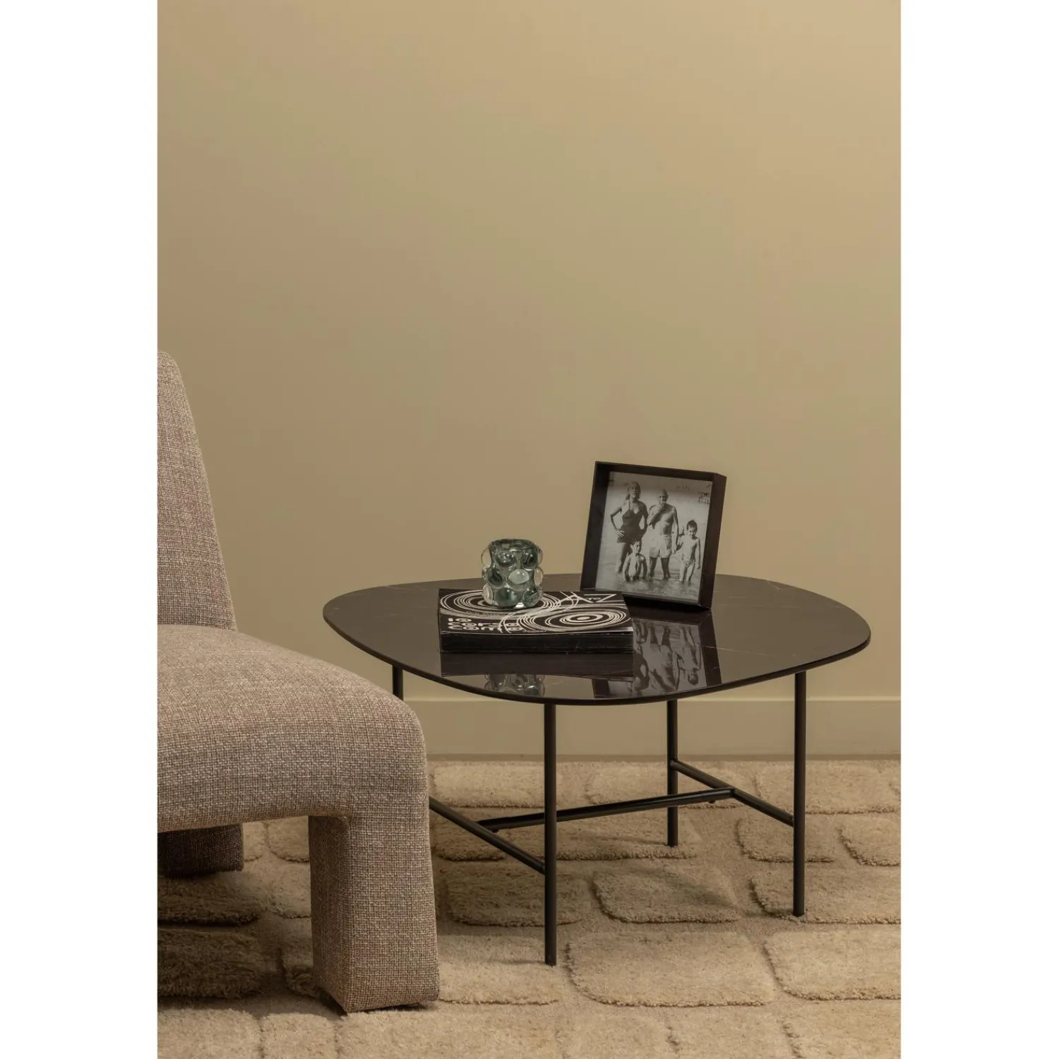 Outlet WOOOD Vajen salontafel met zwart marmeren look blad 70x70 cm
