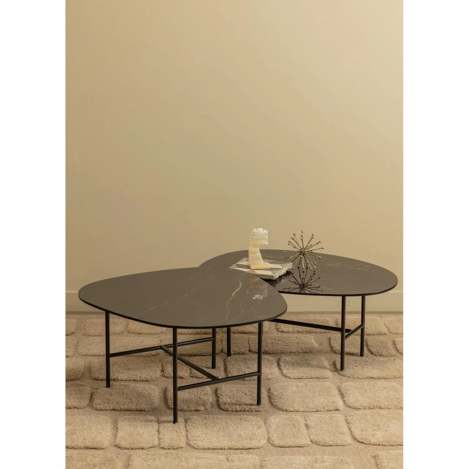 Outlet WOOOD Vajen salontafel met zwart marmeren look blad 70x70 cm