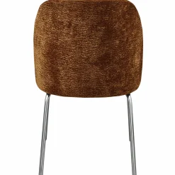 Discount WOOOD Vogue eetkamerstoel 3D chenille chrome poot Middenbruin