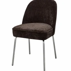 Sale WOOOD Vogue eetkamerstoel 3D chenille chrome poot Donkerbruin