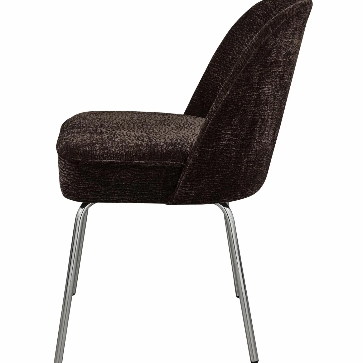 Sale WOOOD Vogue eetkamerstoel 3D chenille chrome poot Donkerbruin