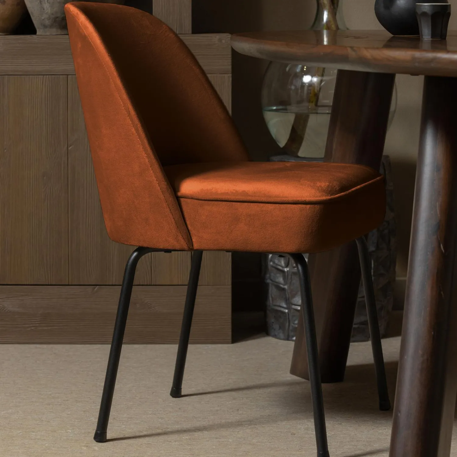 Best WOOOD Vogue eetkamerstoel velvet Roest