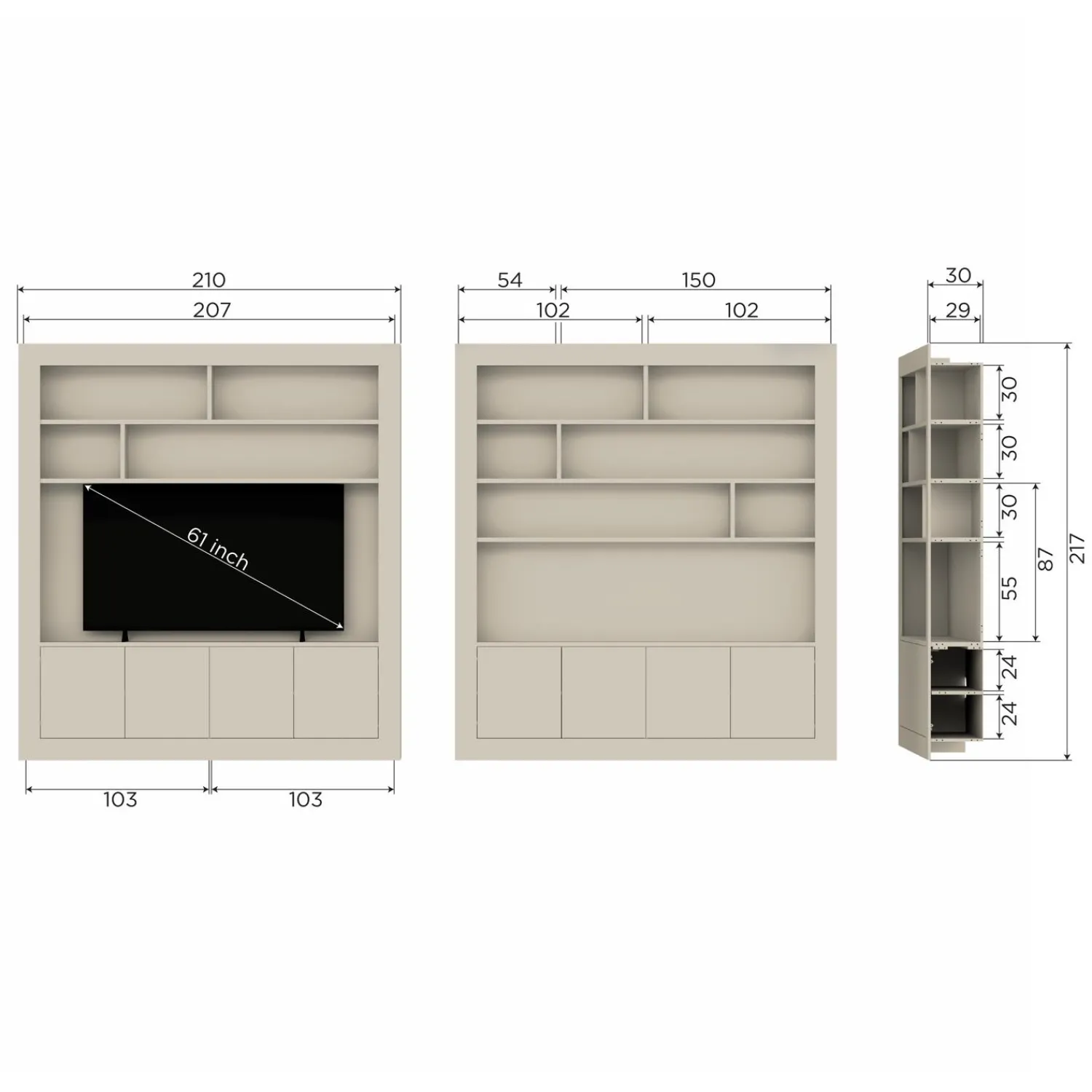 Clearance WOOOD Wallcover wandkast 210 cm grenen dust