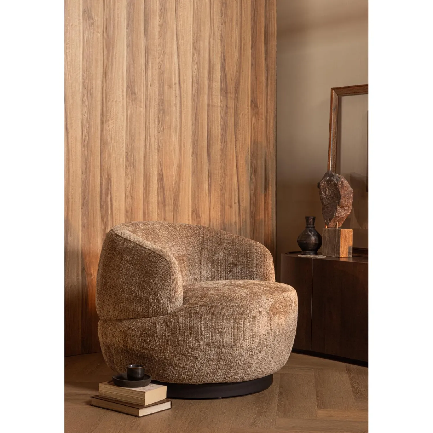 Sale WOOOD Woolly draaifauteuil chenille Zand