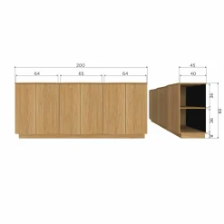 WOOOD Zuma dressoir 200 cm eiken transparant