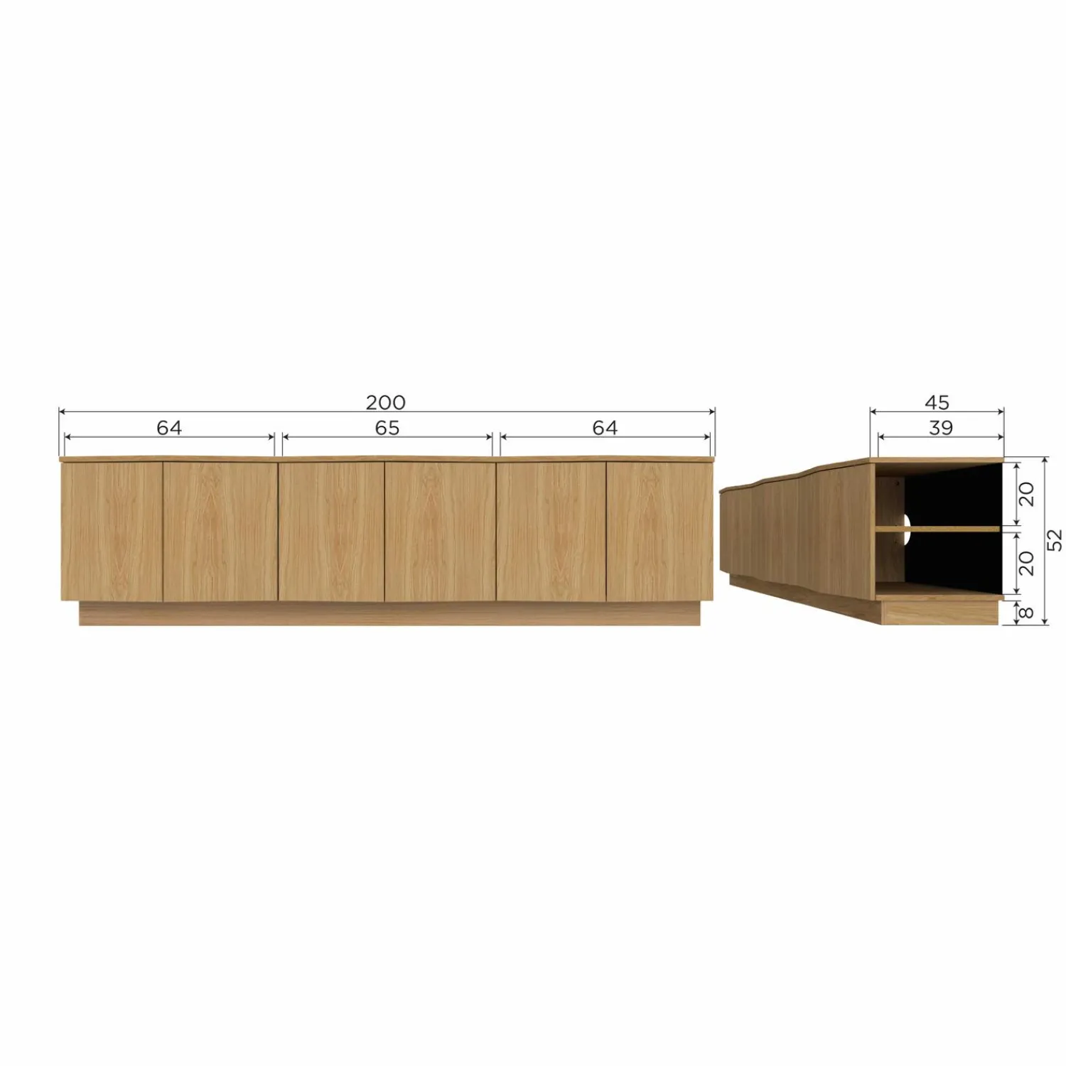 Best WOOOD Zuma tv meubel 200 cm eiken transparant